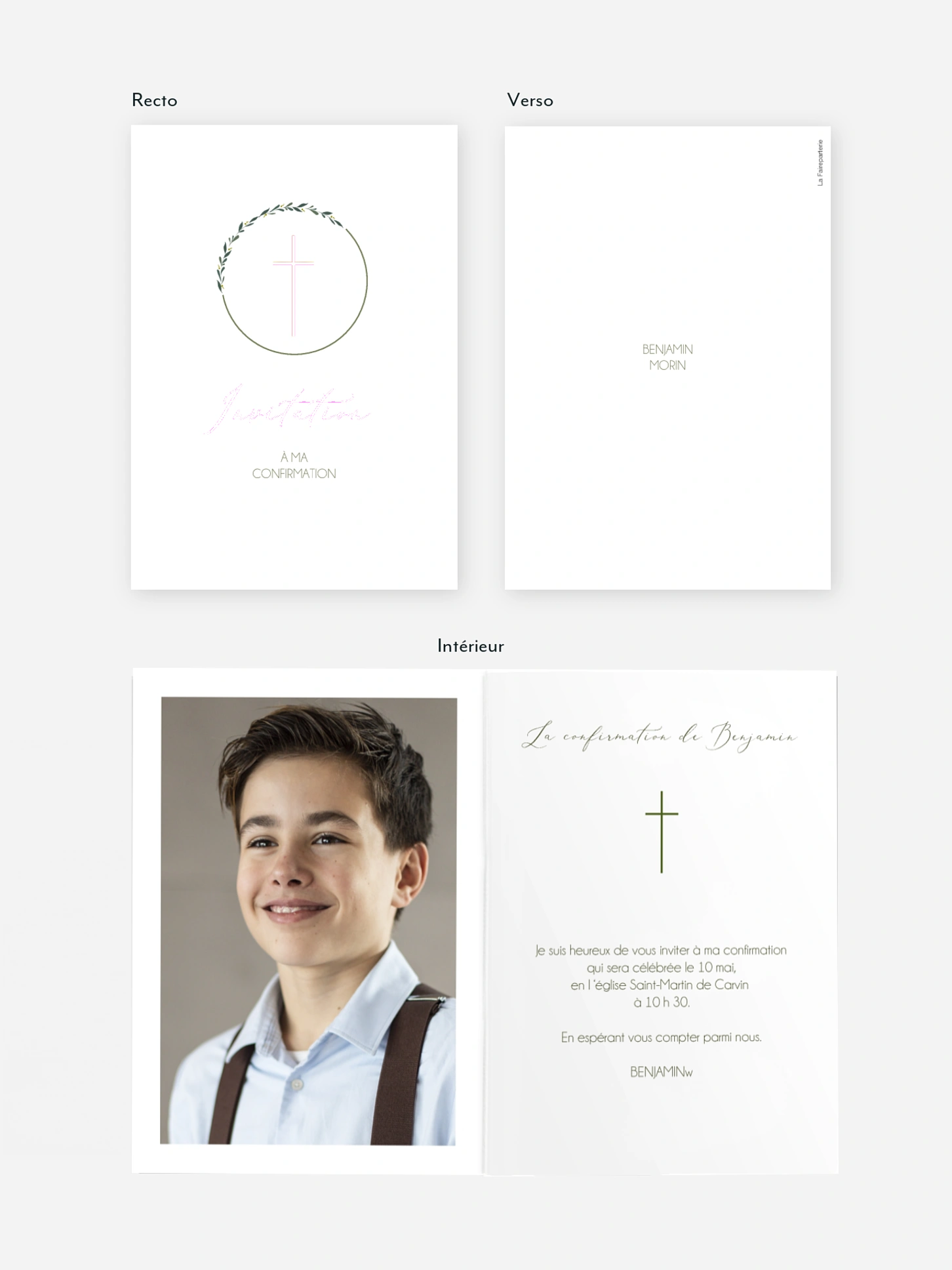Invitation Confirmation Croix chic
