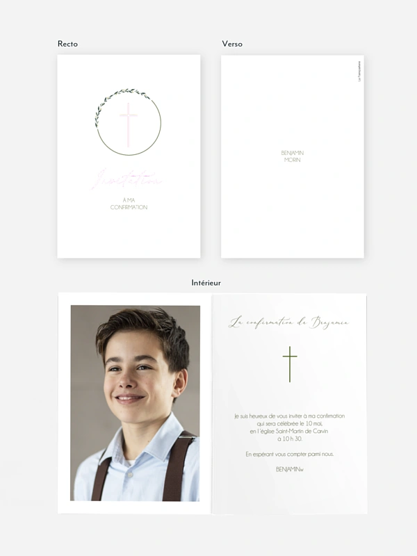 Invitation Confirmation Croix chic