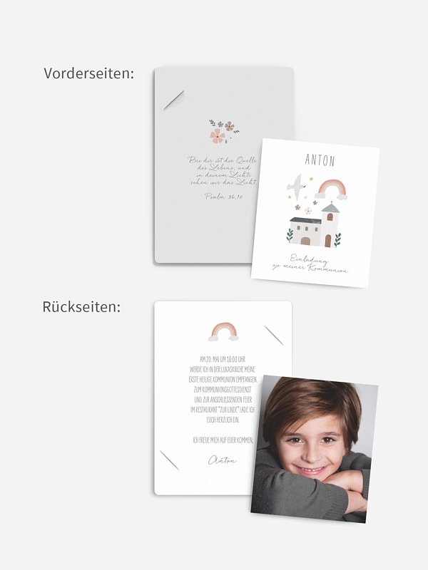 Kommunionseinladung Kleine Kirche Foto
