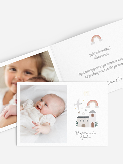 Carte remerciement baptême Petite église photo