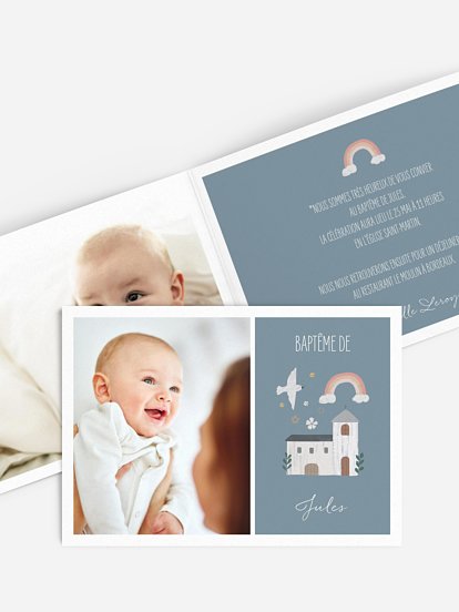 Faire-part baptême Petite église photo