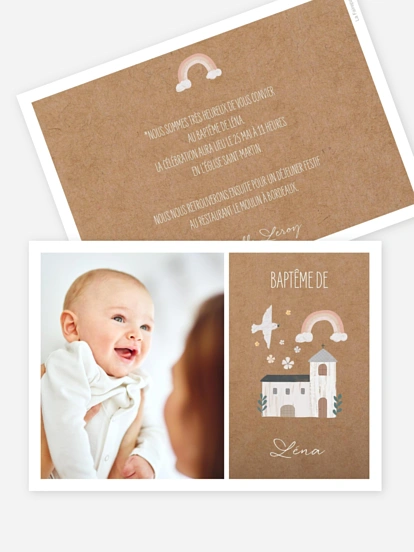 Faire-part baptême Petite église photo