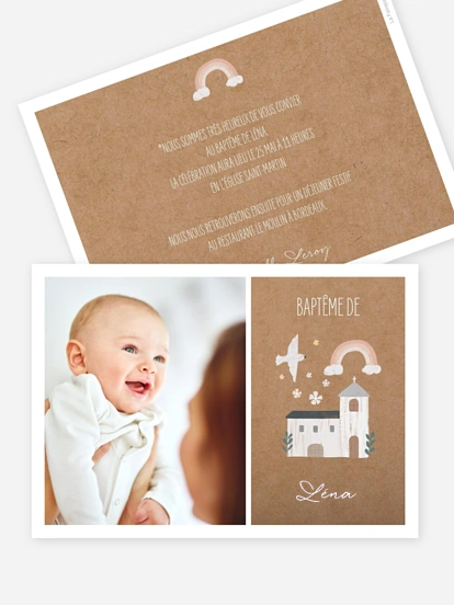 Faire-part baptême Petite église photo