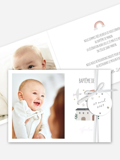 Faire-part baptême Petite église photo