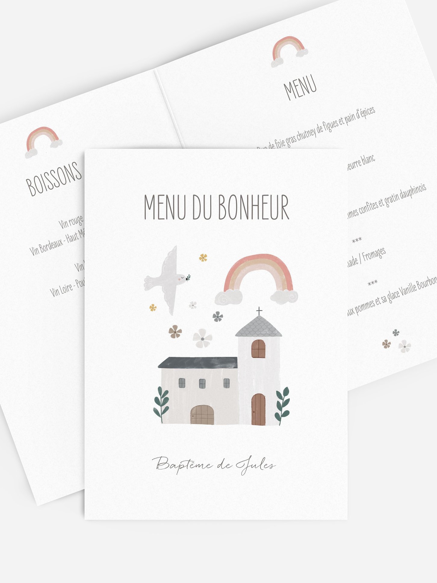 Menu baptême Petite église photo