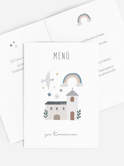 Menükarte Kommunion Kleine Kirche
