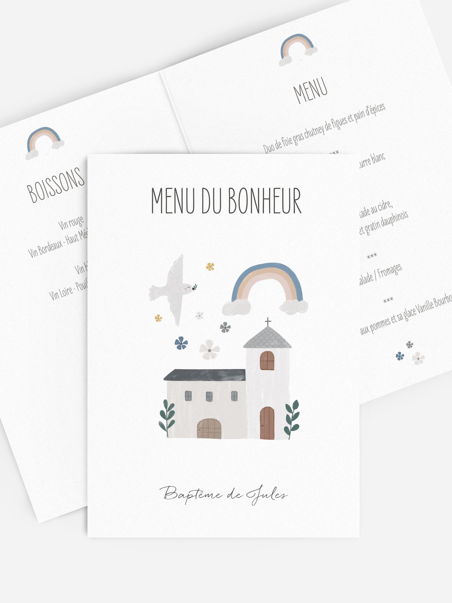 Menu baptême Petite église