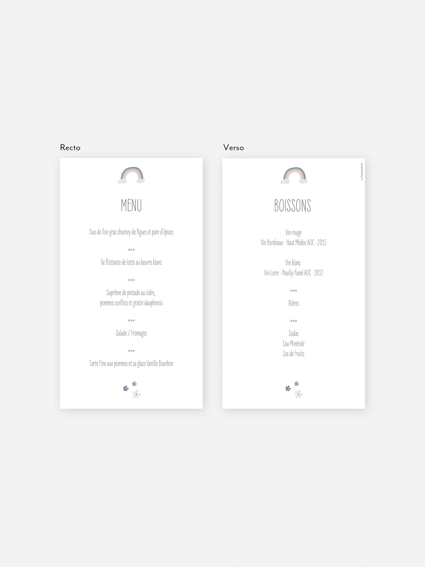 Menu baptême Petite église
