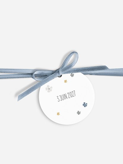 Étiquette avec ruban baptême Petite église