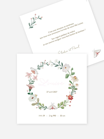 Faire-part naissance Couronne de la forêt