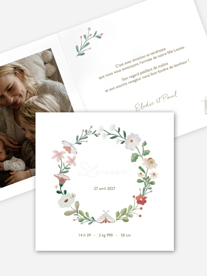 Faire-part naissance Couronne de la forêt