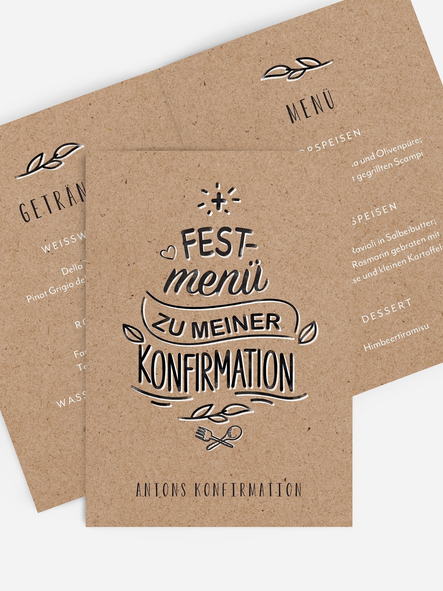 Menükarte Konfirmation Sketch