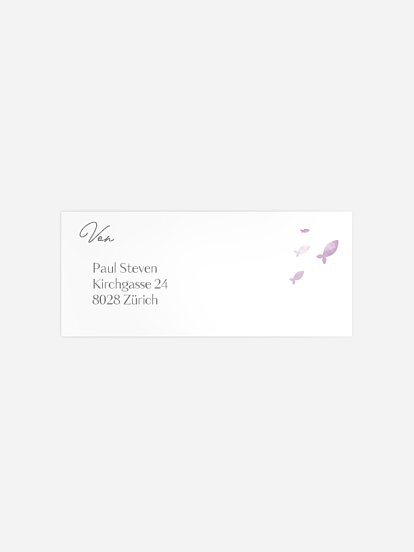 Absenderaufkleber Konfirmation und Kommunion Aquarell Fische