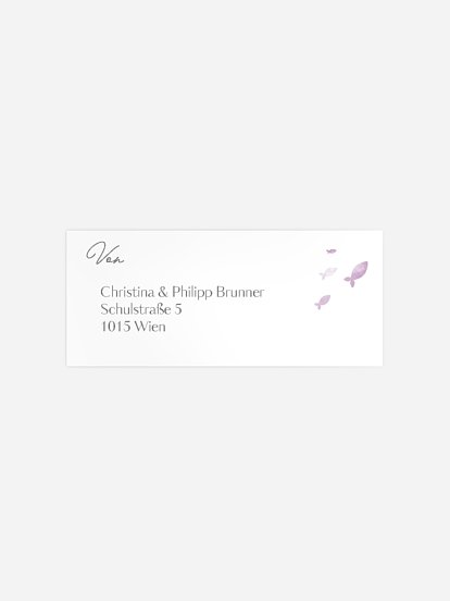 Absenderaufkleber Taufe Aquarell Fische