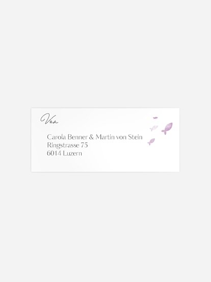 Absenderaufkleber Taufe Aquarell Fische