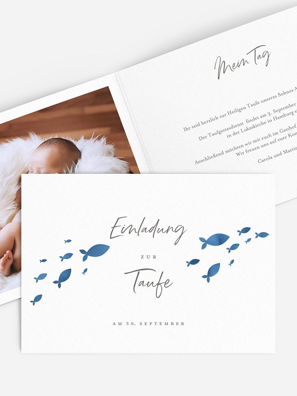 Taufeinladung Aquarell Fische