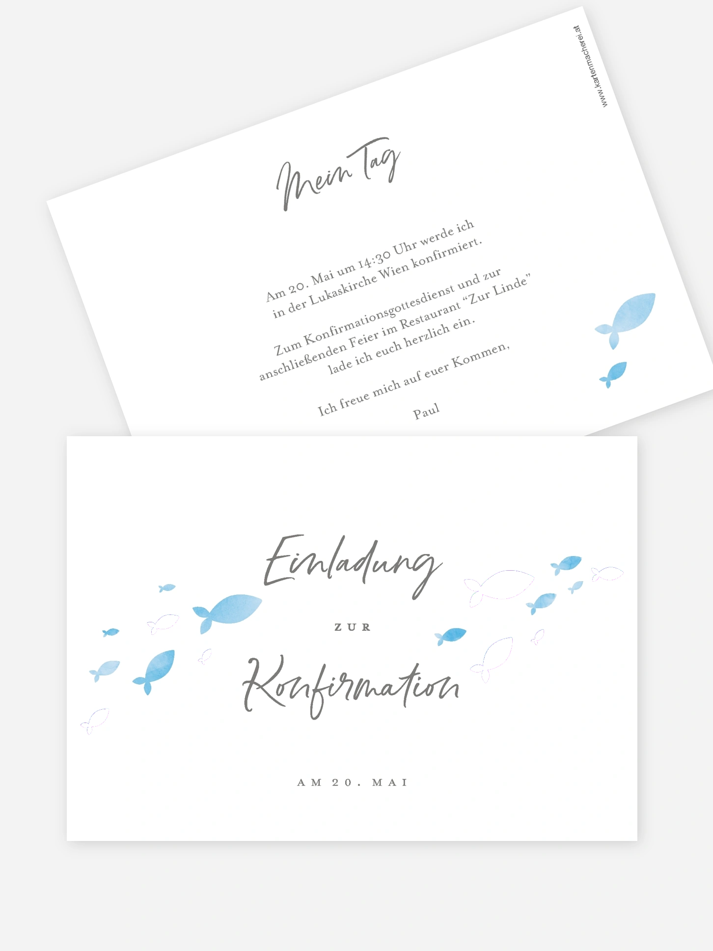 Konfirmationseinladung Aquarell Fische