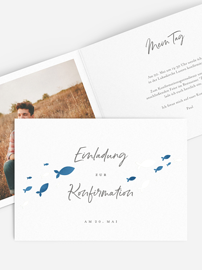 Konfirmationseinladung Aquarell Fische