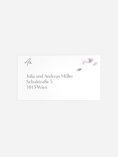 Empfängeraufkleber Taufe Aquarell Fische