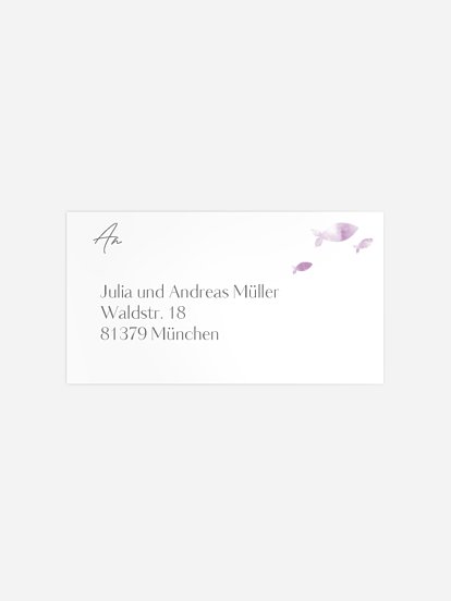 Empfängeraufkleber Taufe Aquarell Fische