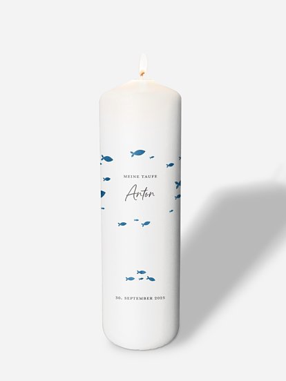 Taufkerze Aquarell Fische