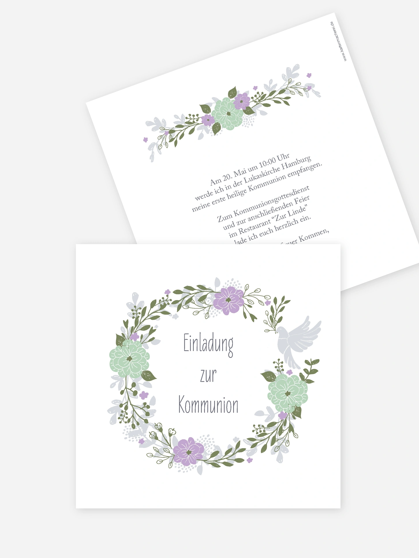 Kommunionseinladung Blumenkranz