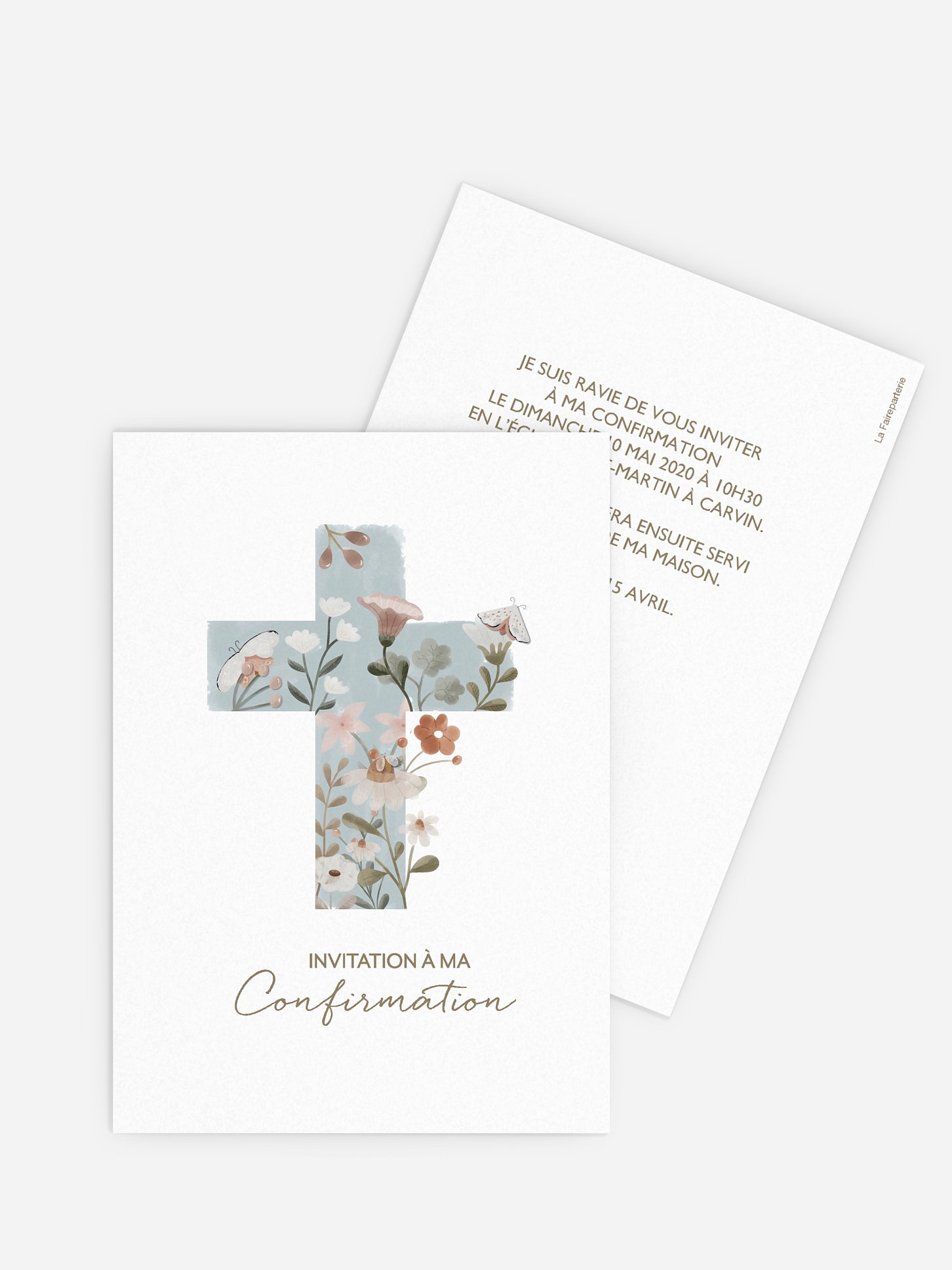 Invitation Confirmation Croix de fleurs