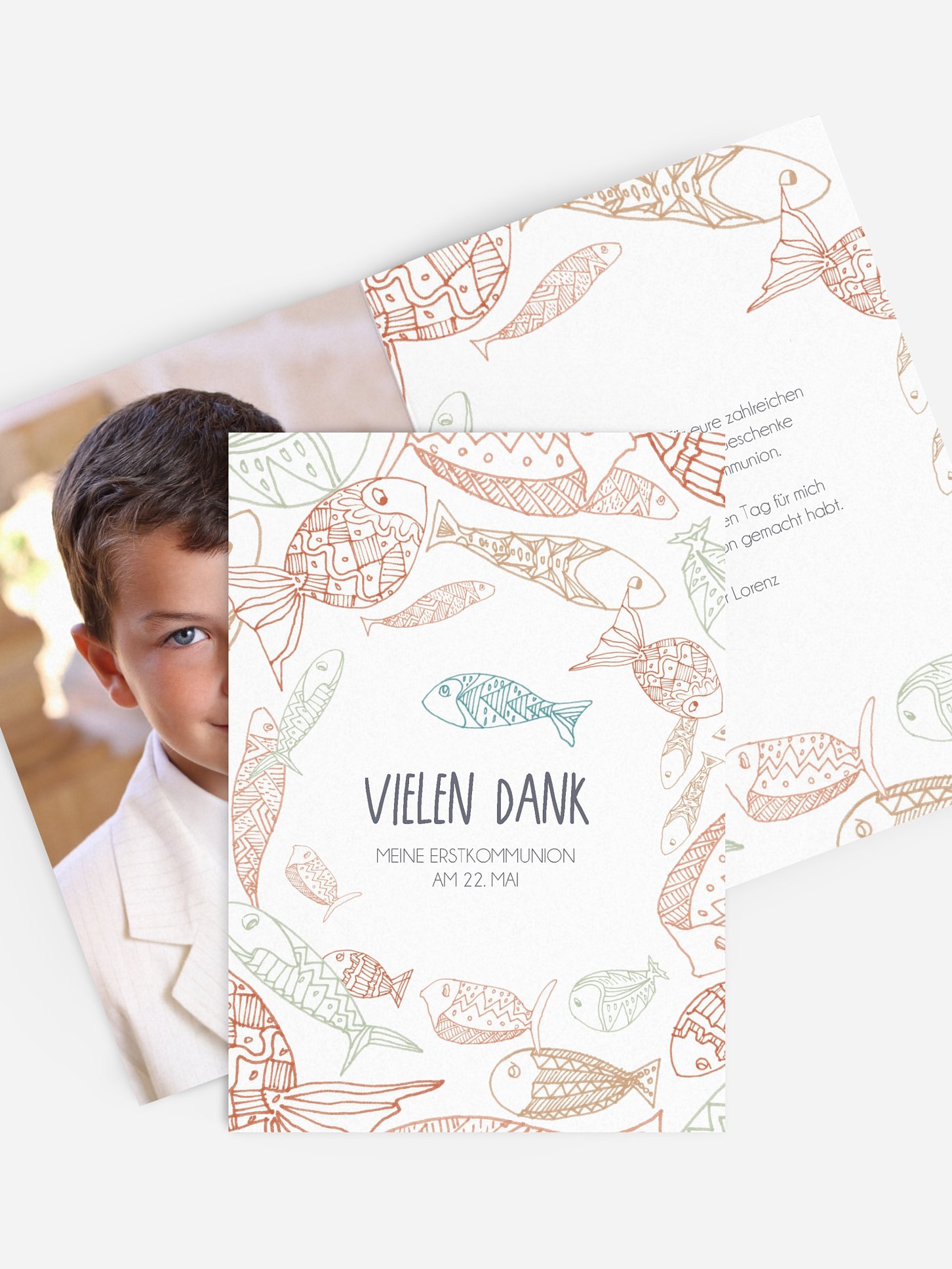 Danksagung Kommunion Fish Pattern