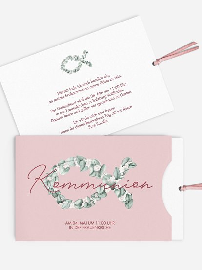 Kommunionseinladung Eucalyptus Fish