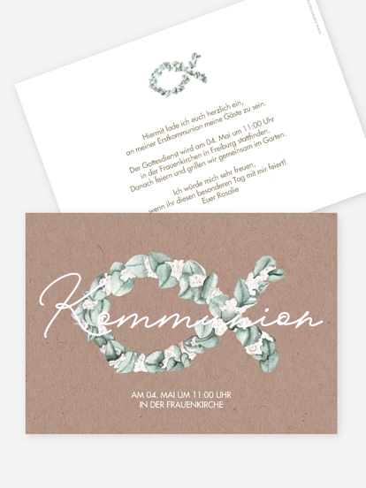 Kommunionseinladung Eucalyptus Fish
