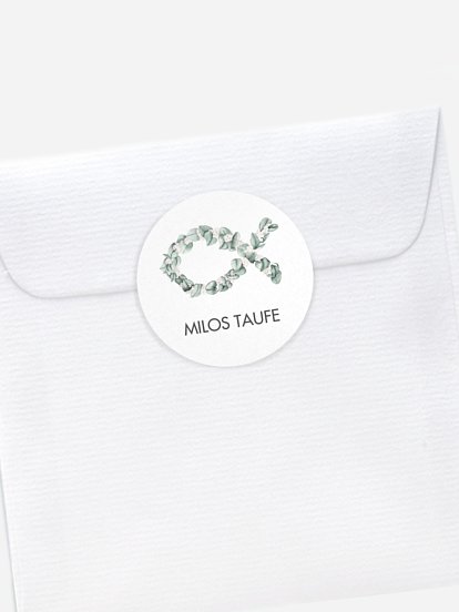 Aufkleber Kommunion Konfirmation Eucalyptus Fish