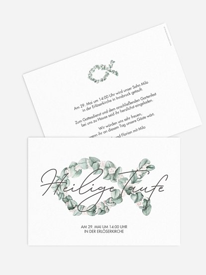 Taufeinladung Eucalyptus Fish