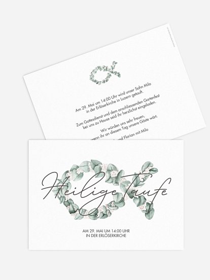 Taufeinladung Eucalyptus Fish