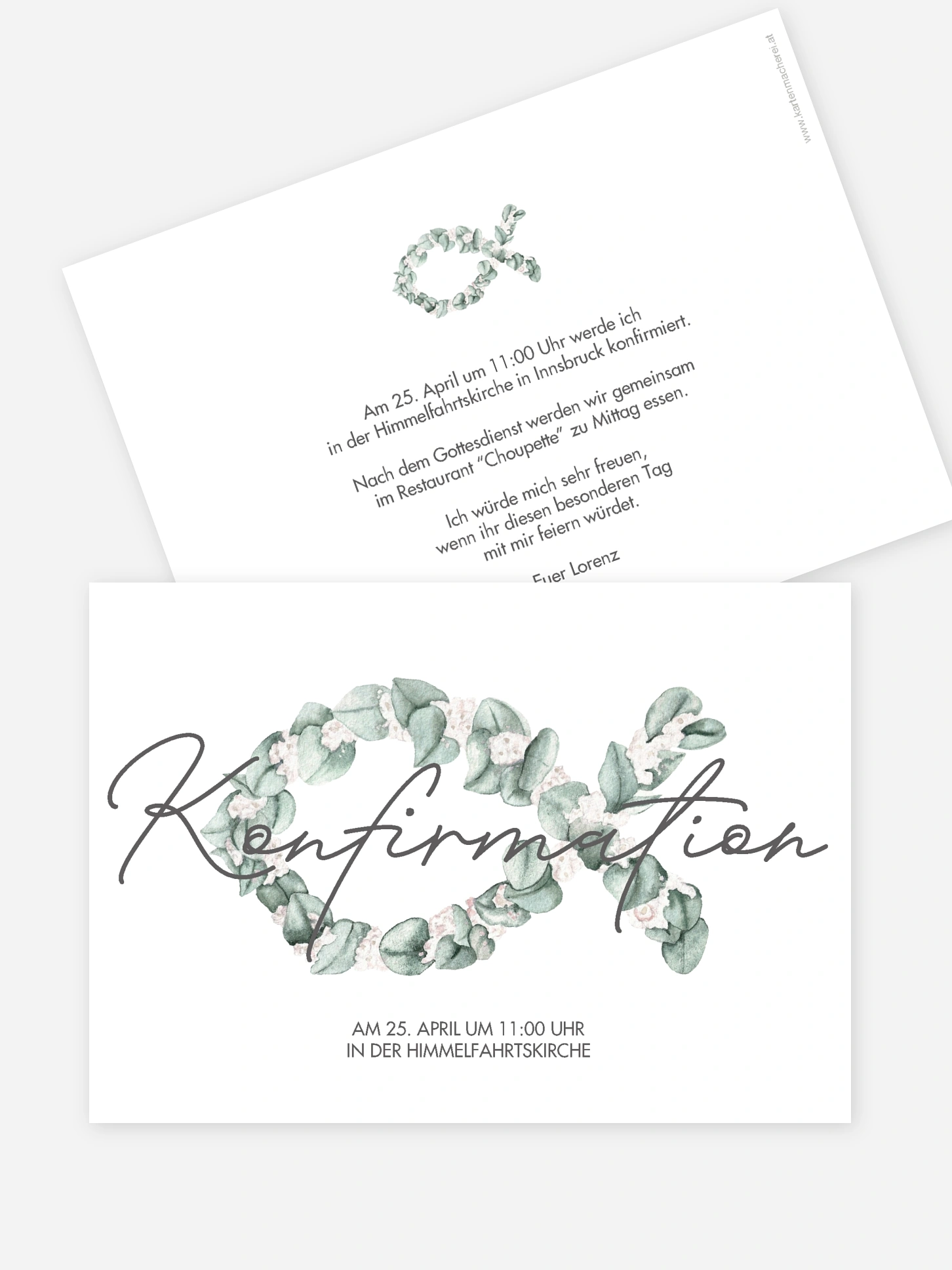 Konfirmationseinladung Eucalyptus Fish