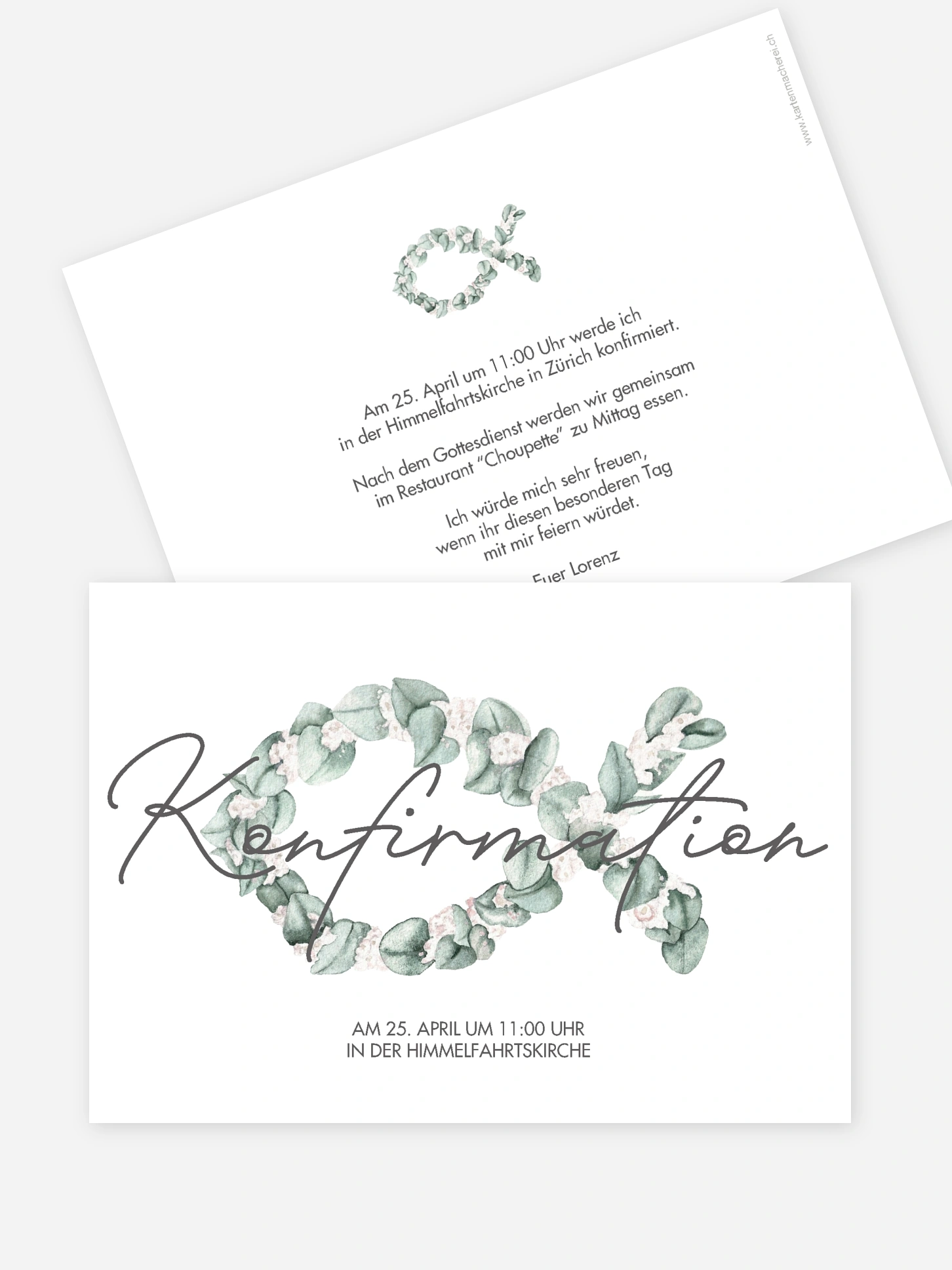 Konfirmationseinladung Eucalyptus Fish