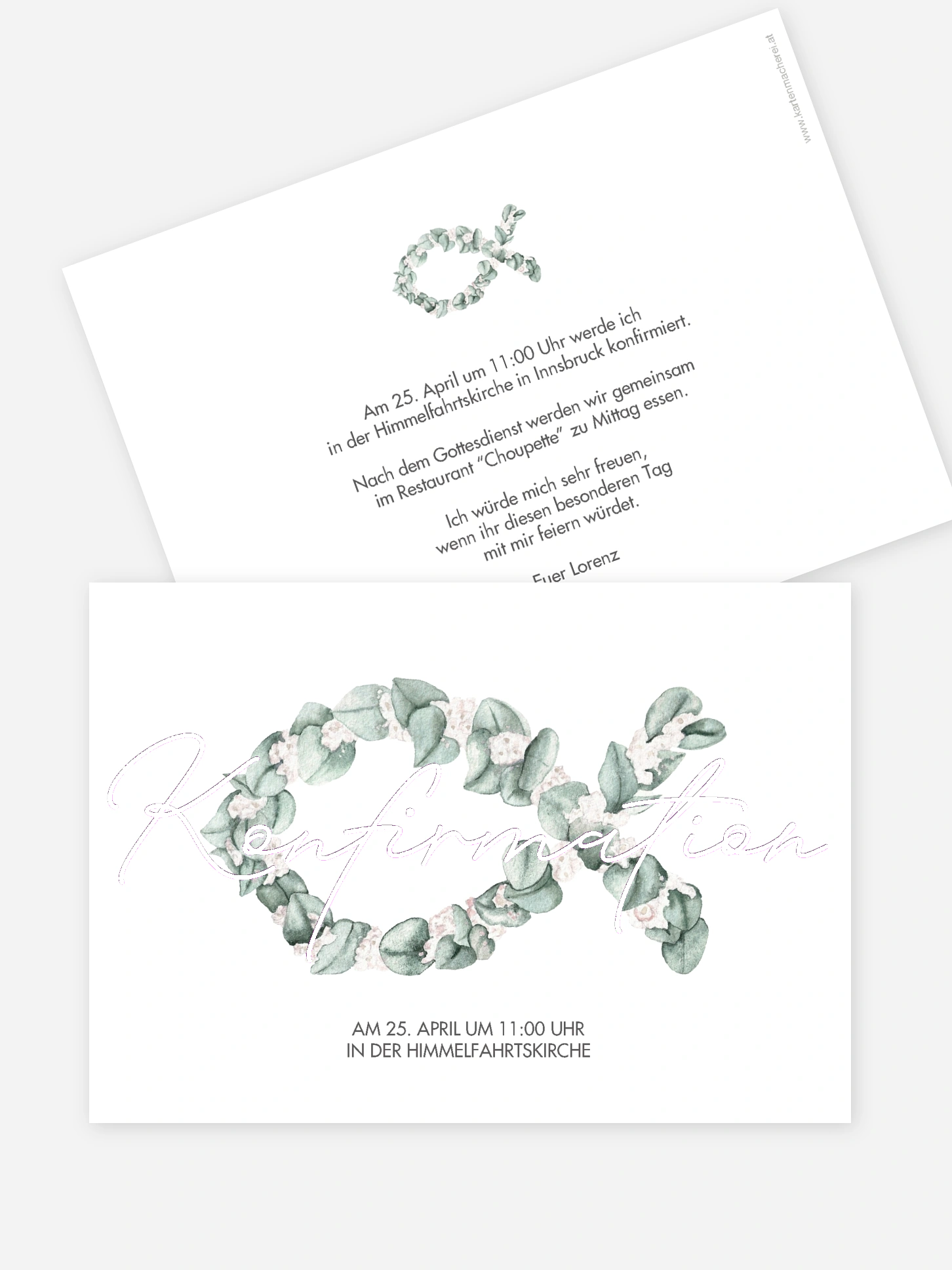Konfirmationseinladung Eucalyptus Fish