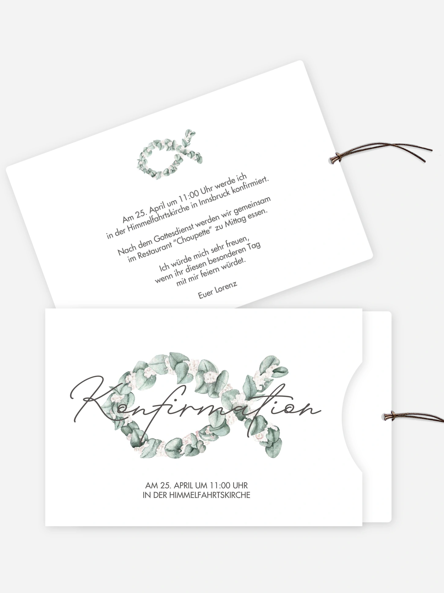 Konfirmationseinladung Eucalyptus Fish