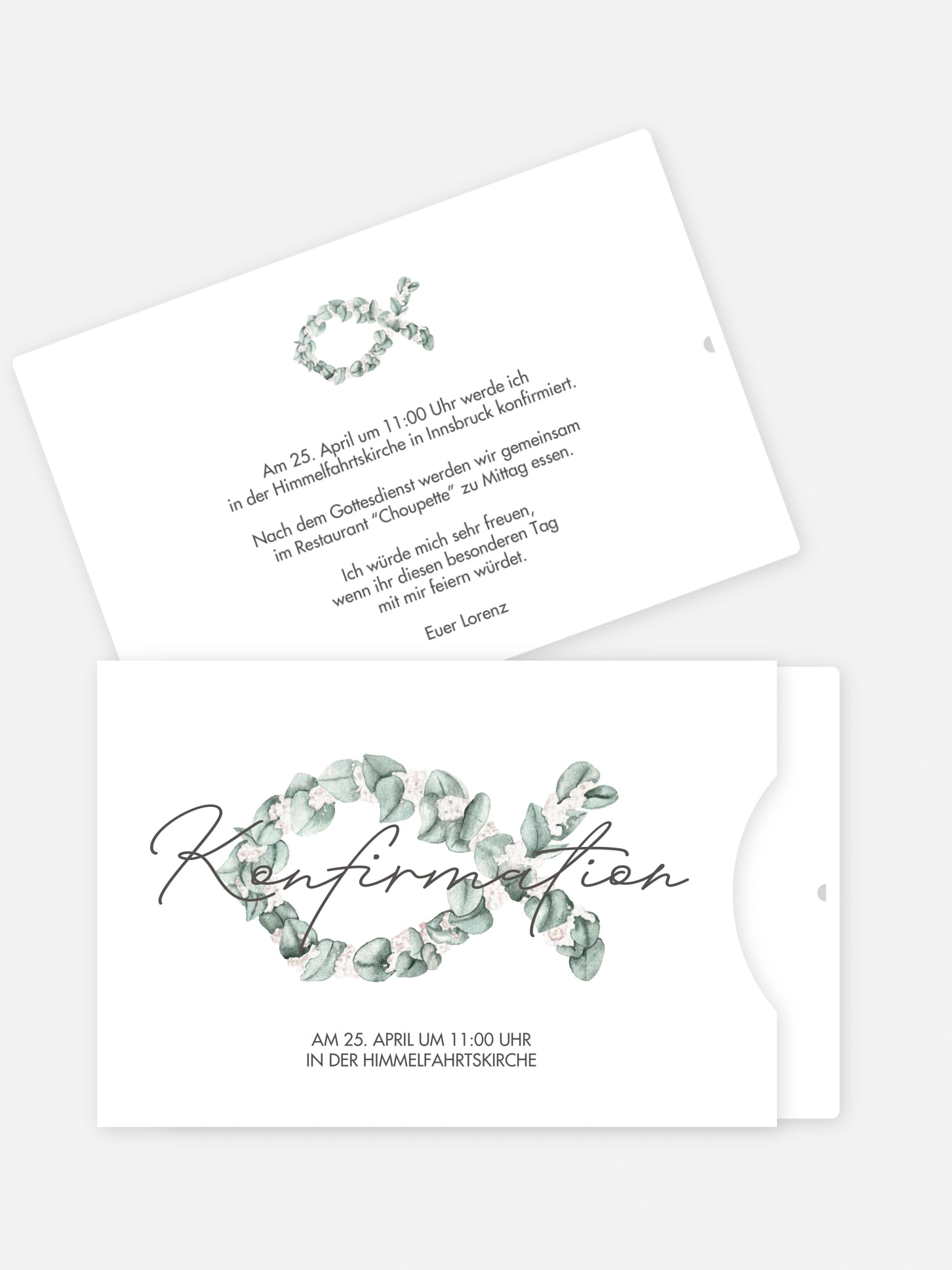 Konfirmationseinladung Eucalyptus Fish
