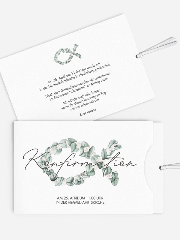 Konfirmationseinladung Eucalyptus Fish