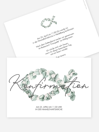 Konfirmationseinladung Eucalyptus Fish