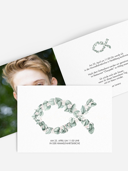 Konfirmationseinladung Eucalyptus Fish