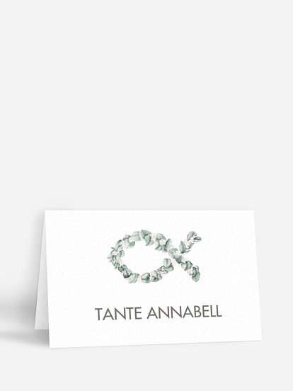 Tischkarte Taufe Eucalyptus Fish