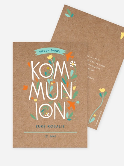 Danksagung Kommunion Floral Letters