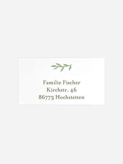 Empfängeraufkleber Konfirmation und Kommunion Ölzweig