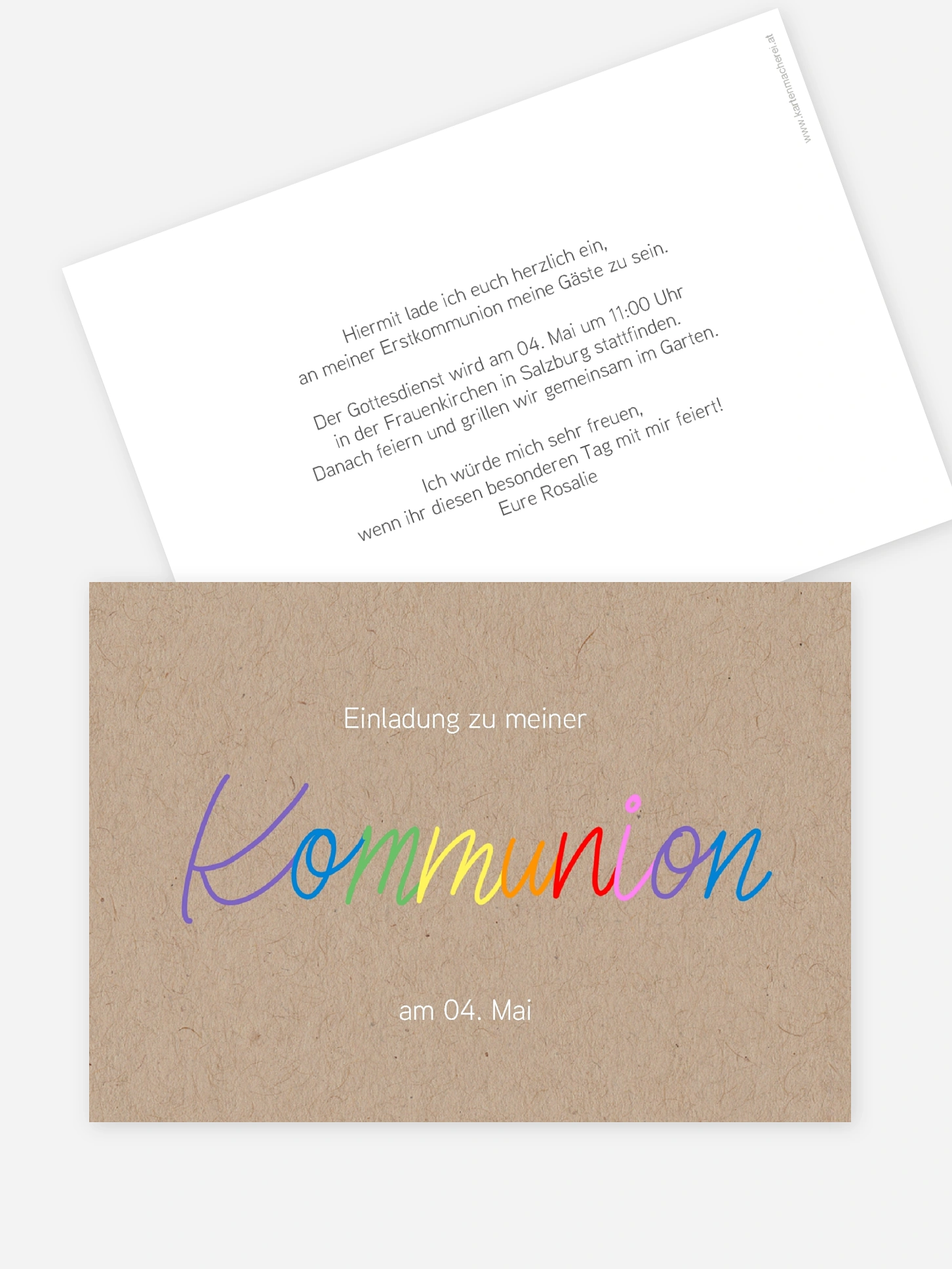 Kommunionseinladung Rainbow Colors