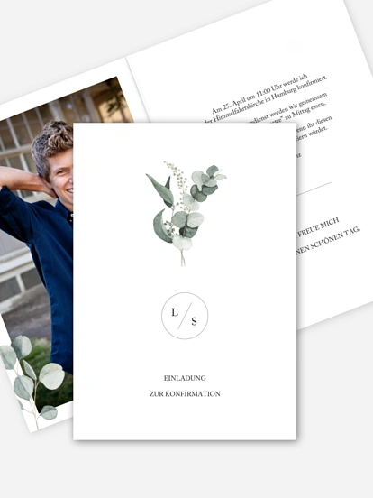 Konfirmationseinladung Modern Leaves