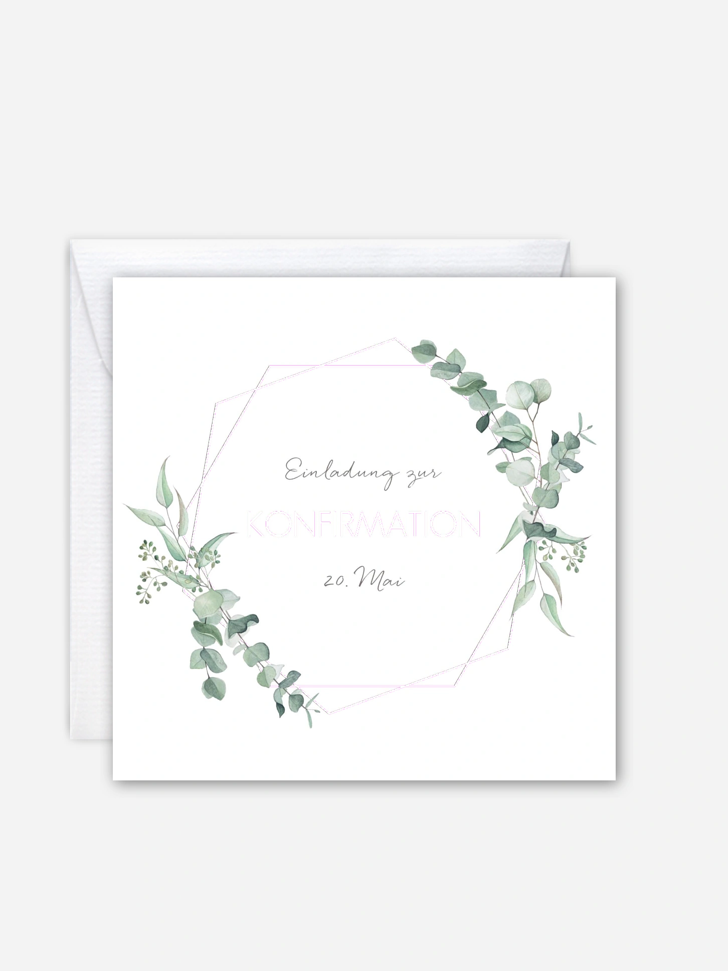 Konfirmationseinladung Eucalyptus Leaf