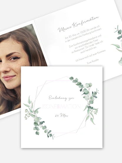 Konfirmationseinladung Eucalyptus Leaf