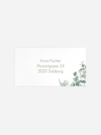 Empfängeraufkleber Konfirmation und Kommunion Eucalyptus Leaf