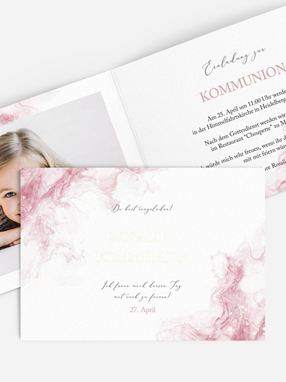 Kommunionseinladung Rose Cloud